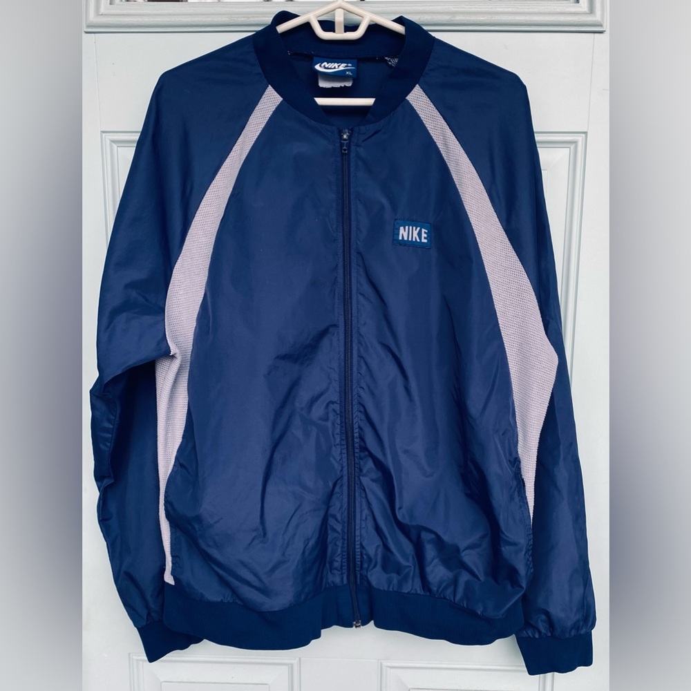 VTG 1970s Nike Track Windbreaker Jacket Blue Gray Mesh Breathable XL